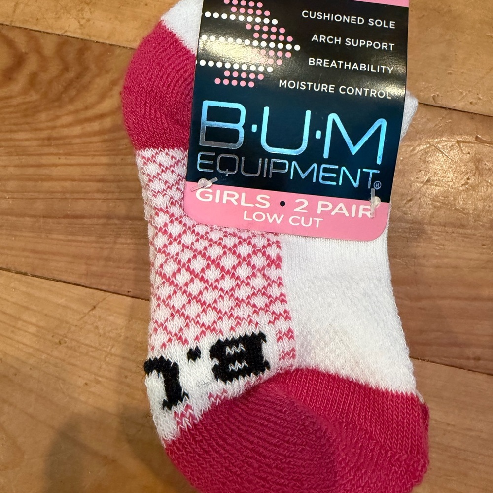 B.U.M. Equipment Girls' Pink and White Low Cut Socks - 2 Pair
